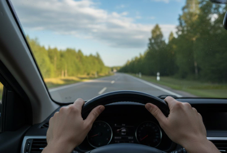 Driving on a forest road